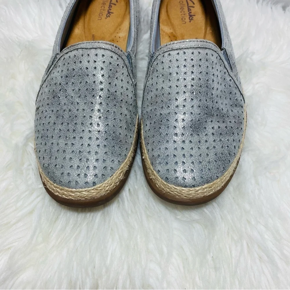 Clarks Elaina Gray Espadrille Slip-On Espadrille Shoes Sz-10
